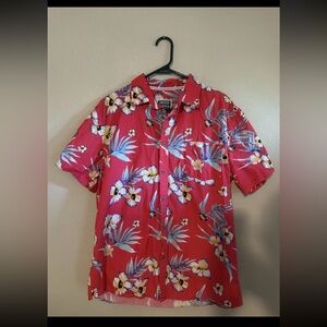 Cornerstore Bodega Colorful Floral Hawaiian Mens Short Sleeve Button Shirt  L